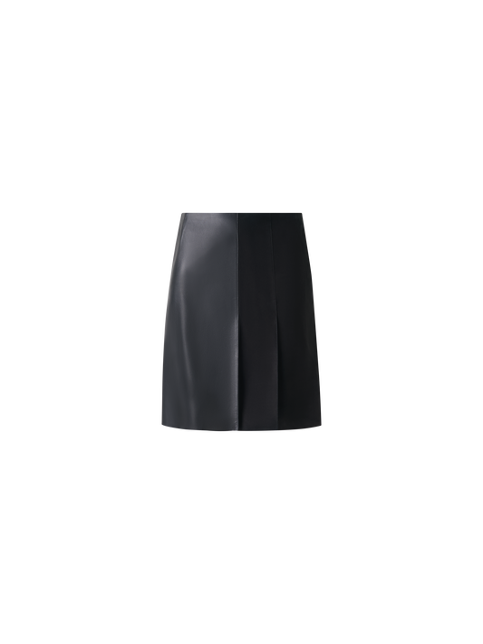 Designer Half-Pleated Leather and Suede Mini Skirt - black - neutral