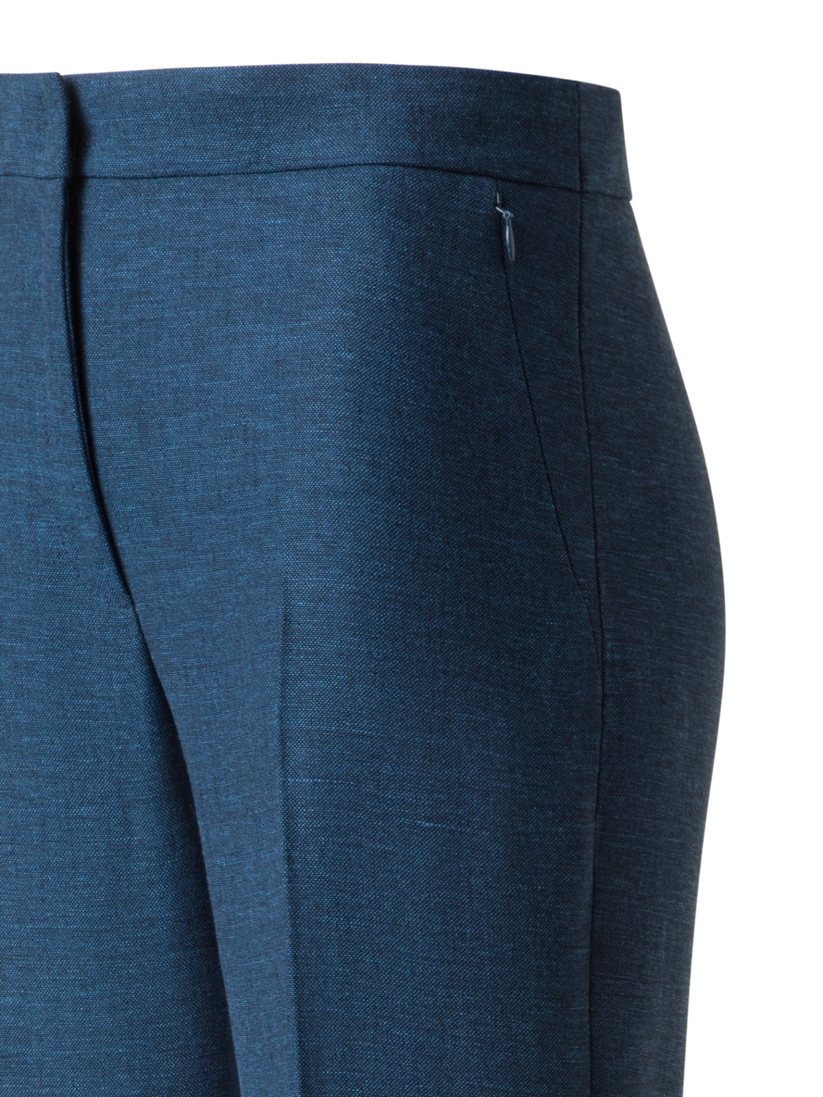 Designer Straight Linen Double-Face Pants - blue