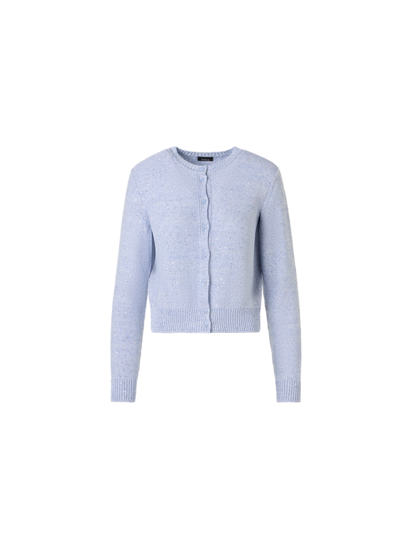 Designer Linen-Cotton Micro Sequin Cardigan - blue