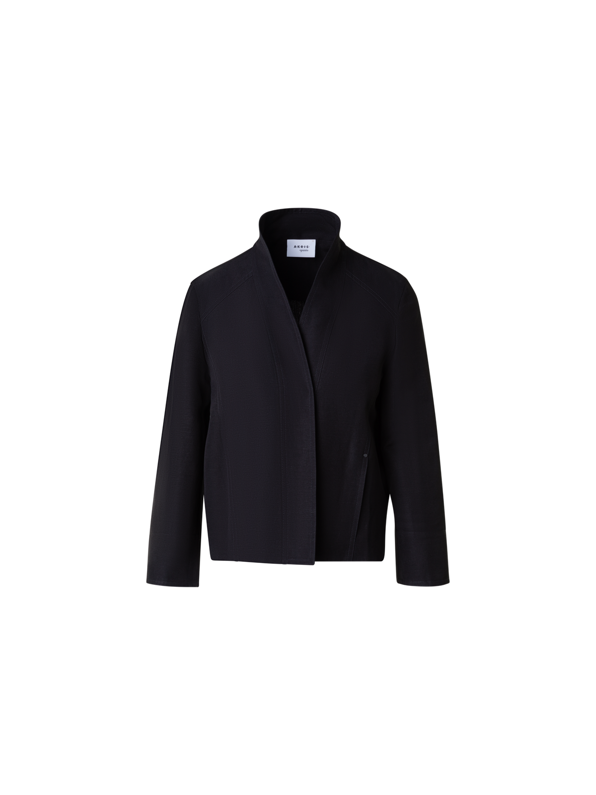 Designer Linen Blend Shawl Collar Jacket - black