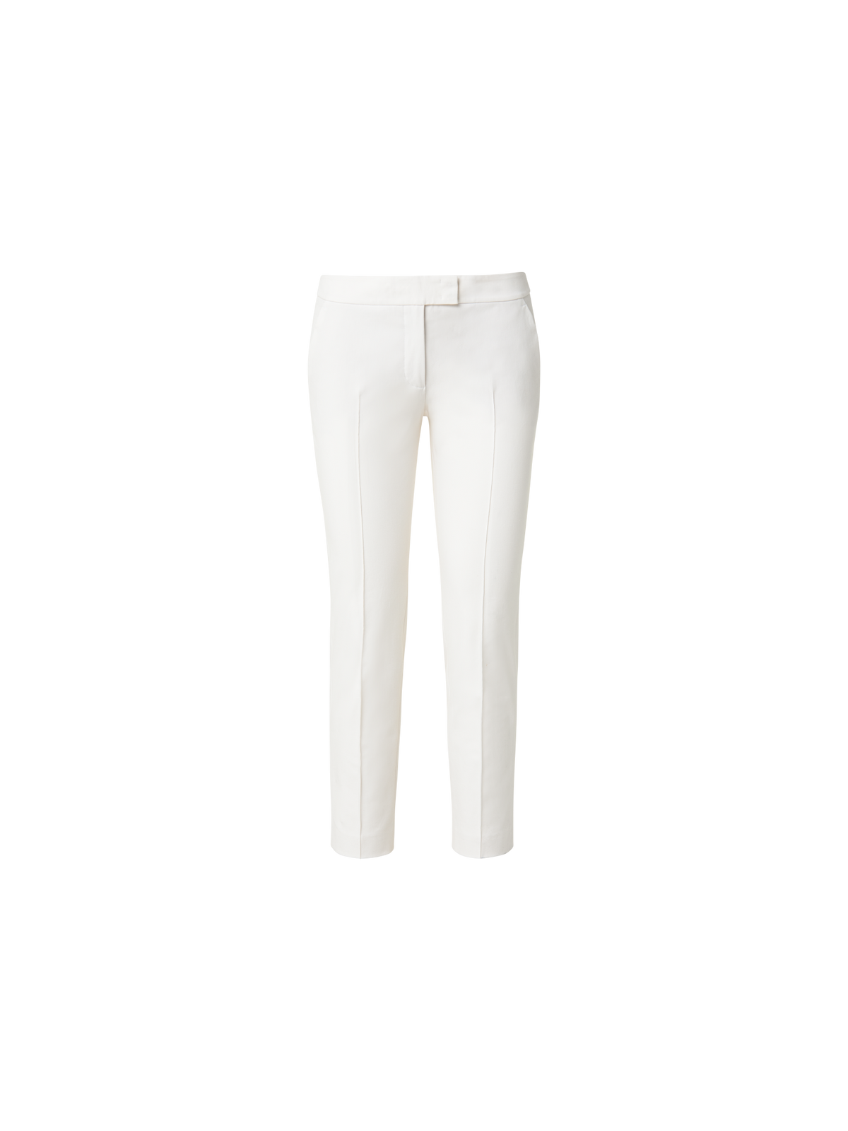 Designer Cropped Slim Cotton Stretch Pant - ecru - white