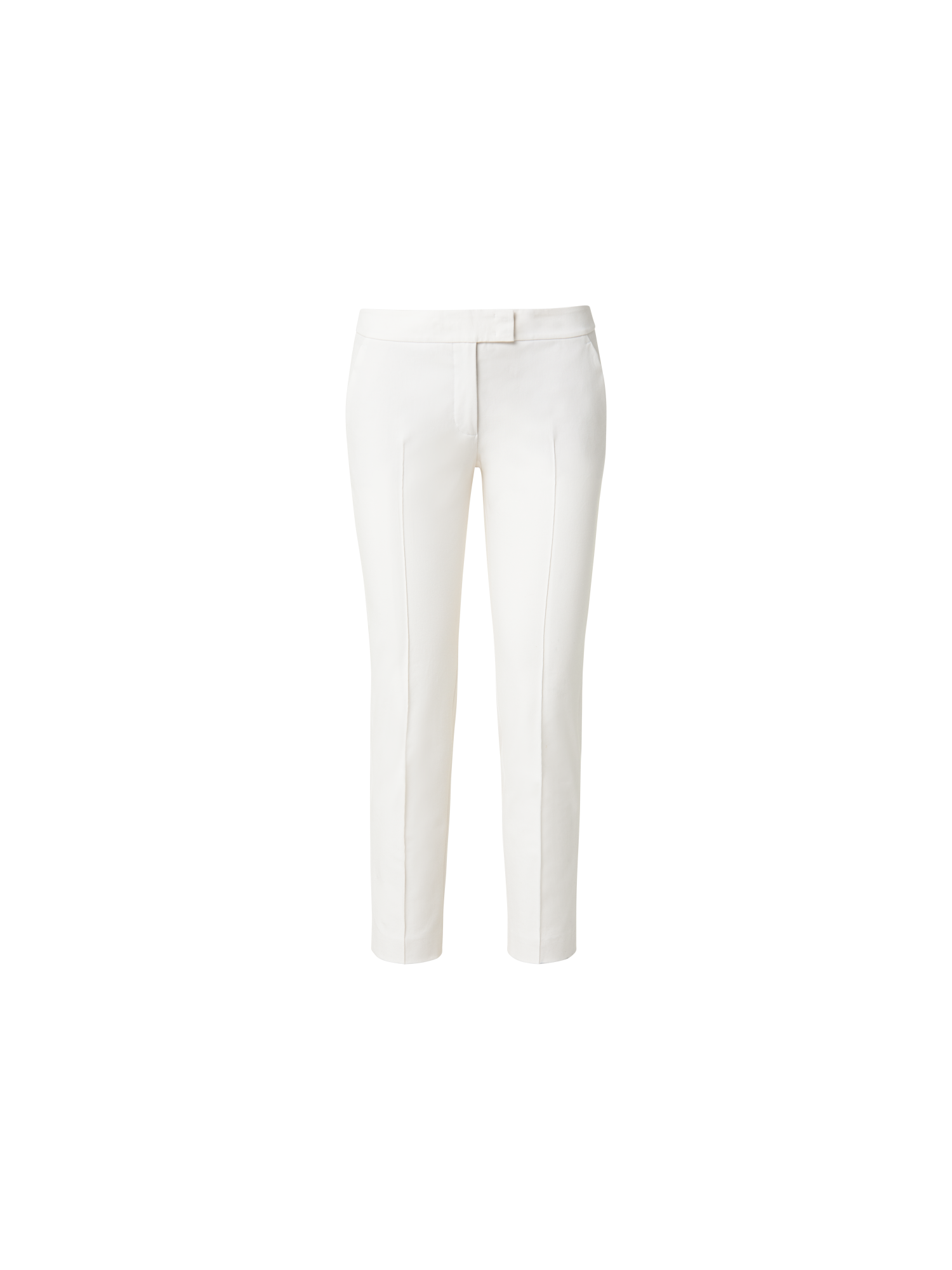 Designer Cropped Slim Cotton Stretch Pant - ecru - white