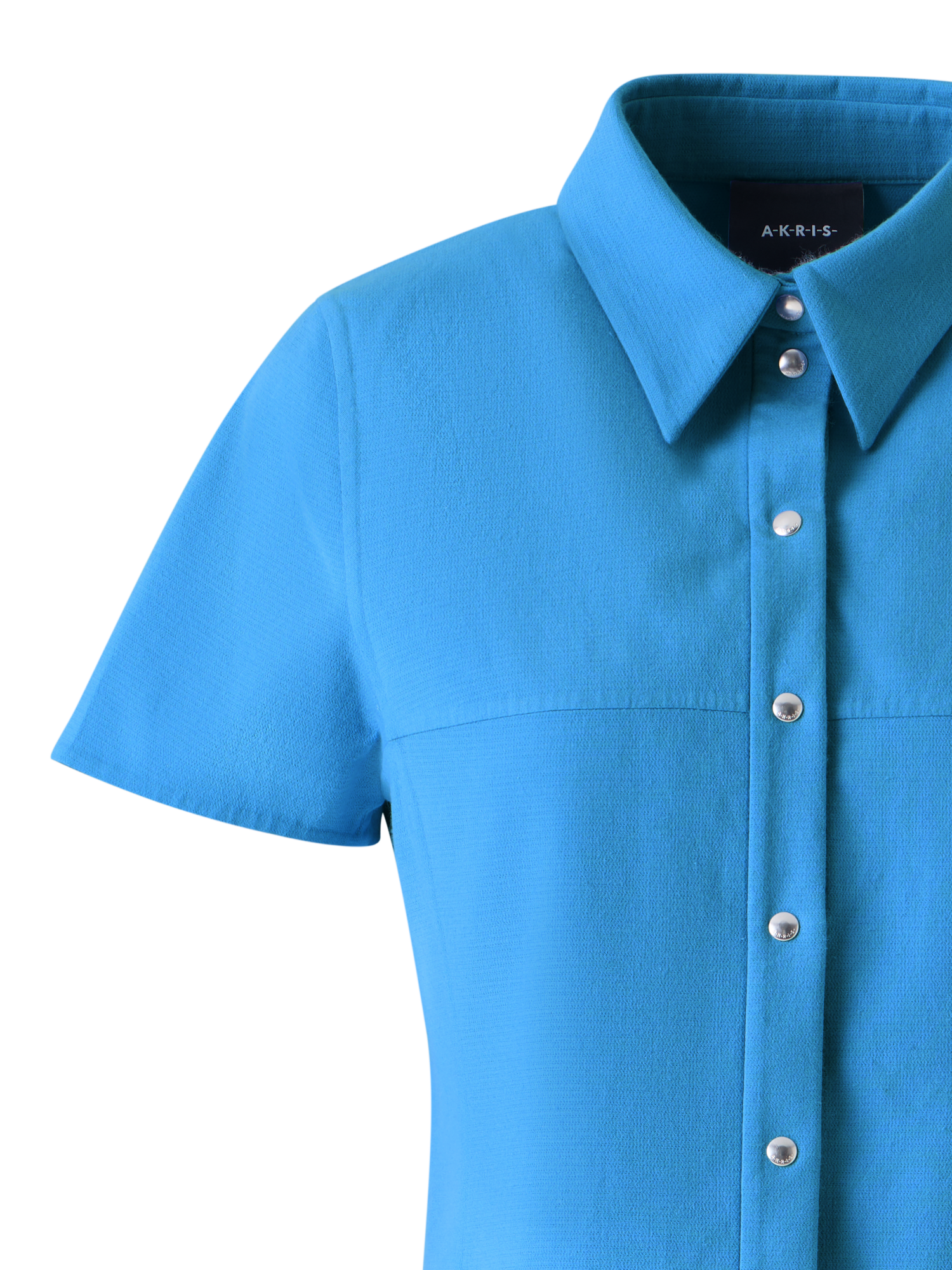 Designer Polo Dress in Cotton Silk Double-Face - blue