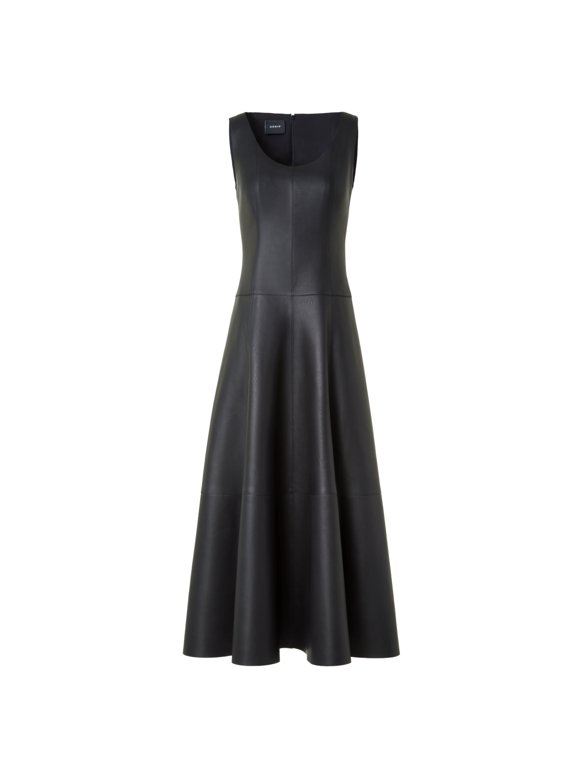 Designer Fit and Flare Leather Dress - black - neutral