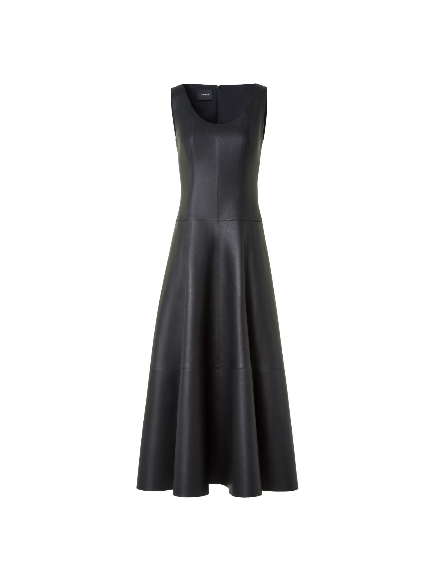 Designer Fit and Flare Leather Dress - black - neutral