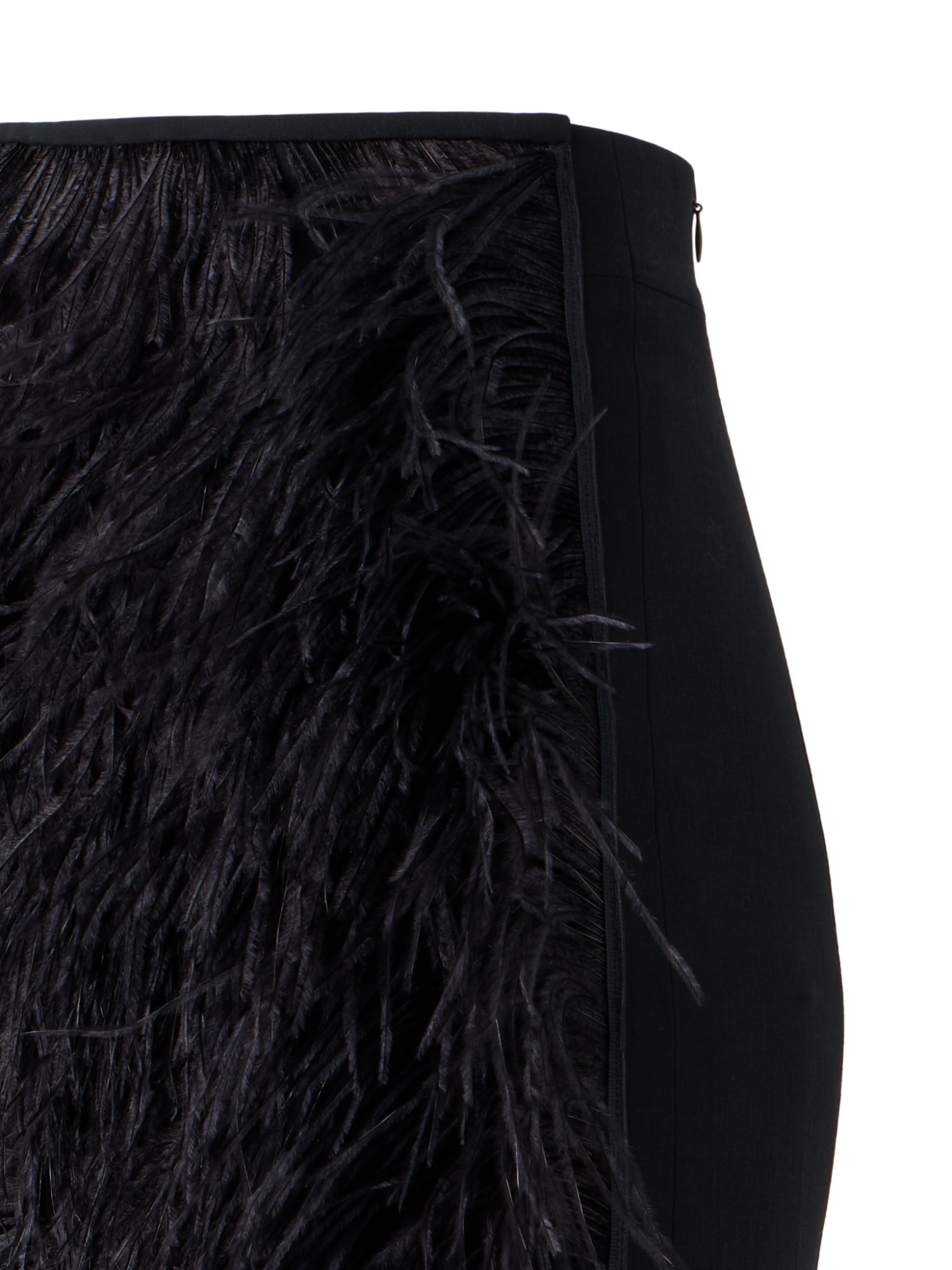 Designer Wool Double-Face Feathered Pencil Skirt - black - neutral