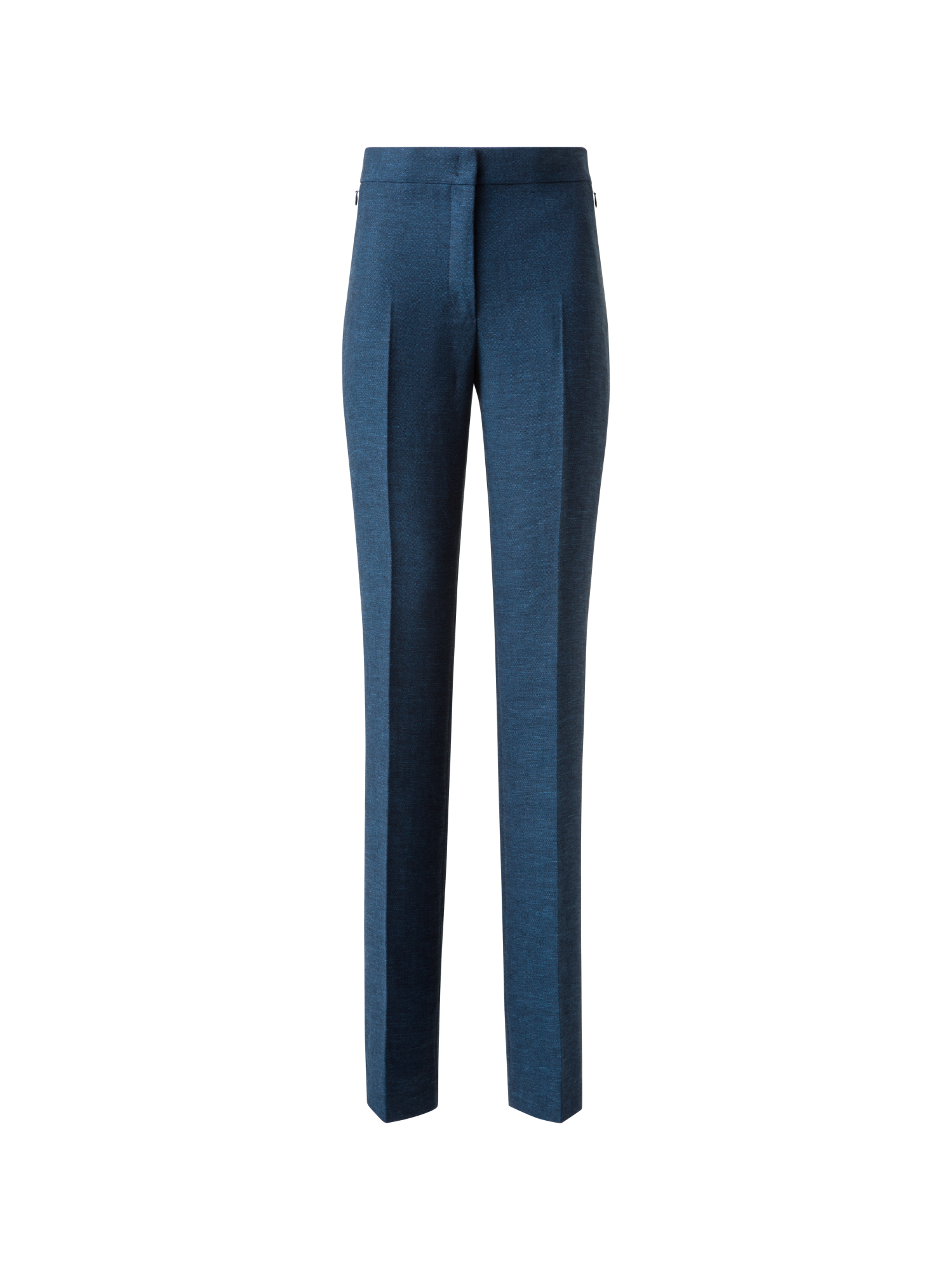 Designer Straight Linen Double-Face Pants - blue
