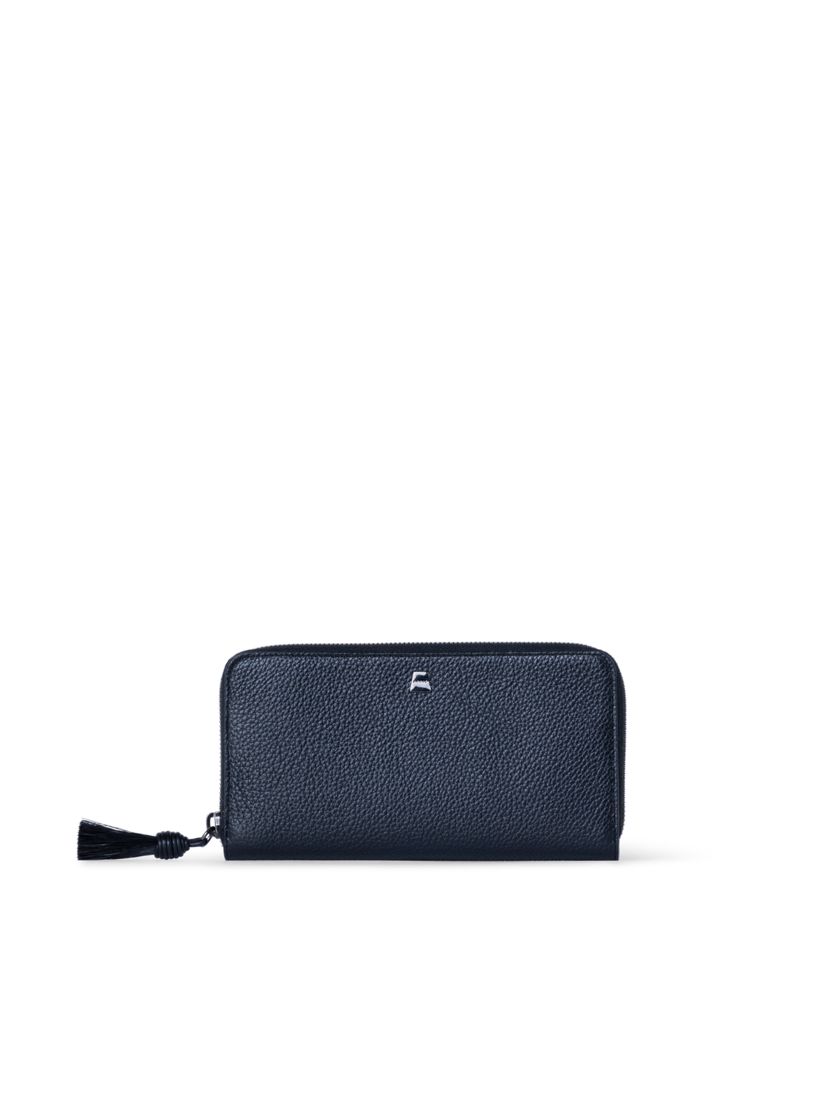 Designer Long Zip Around Wallet in Leather - navy - blue