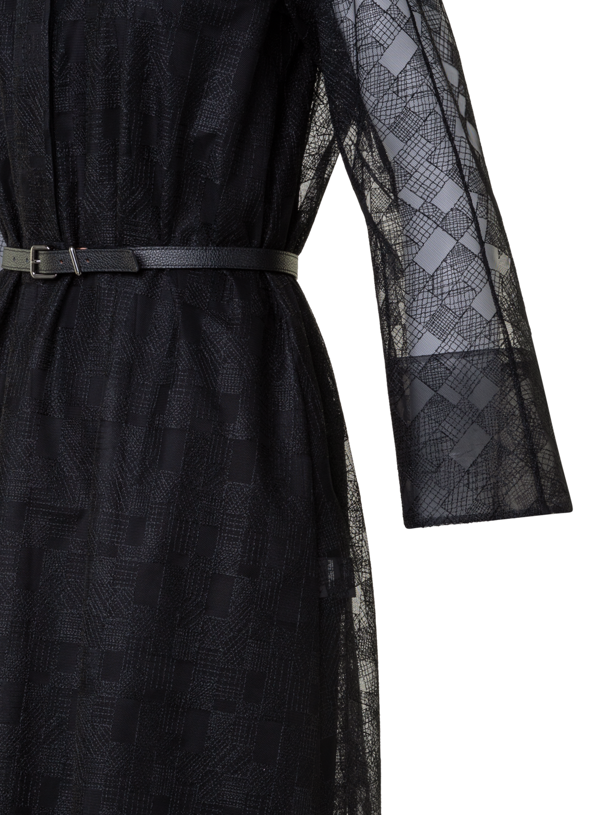 Designer Shirt Dress in Lizzy Grid Embroidery - black