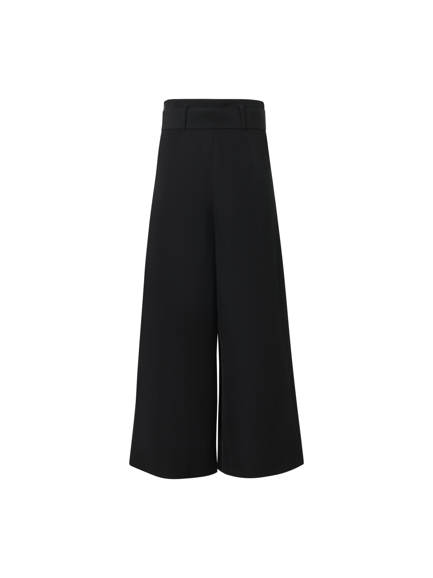 Designer Fiorella High-Rise Pleated Linen-Viscose Culotte Pants - black