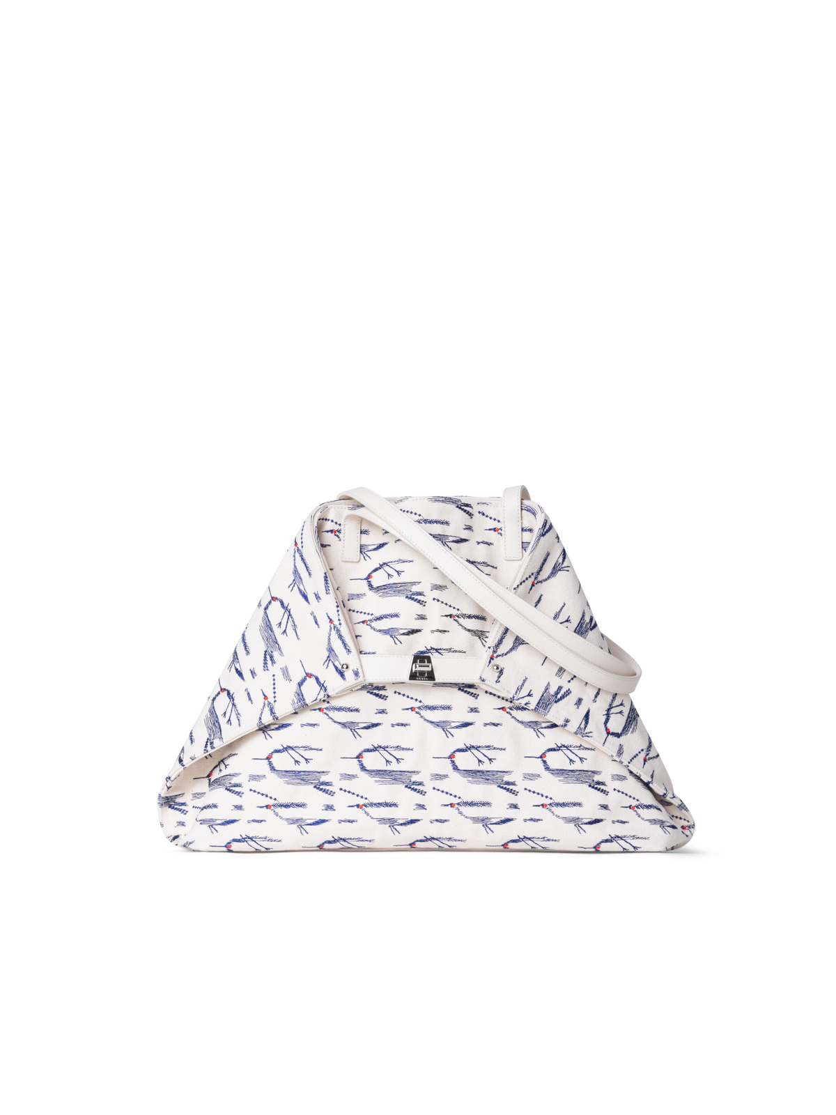Designer Ai Medium Shoulder Tote - white - blue - multicolor - ecru
