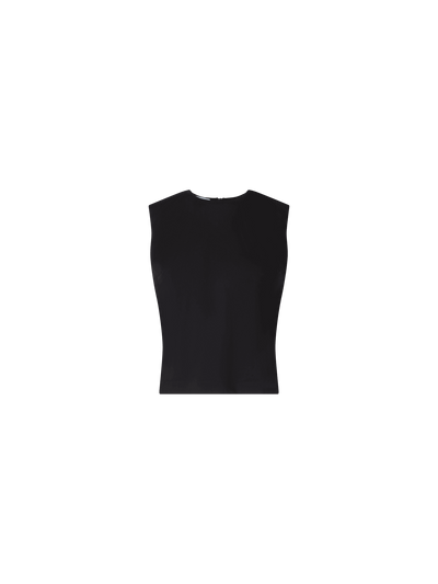 Designer Sleeveless Mixed-Media Knit Top - black