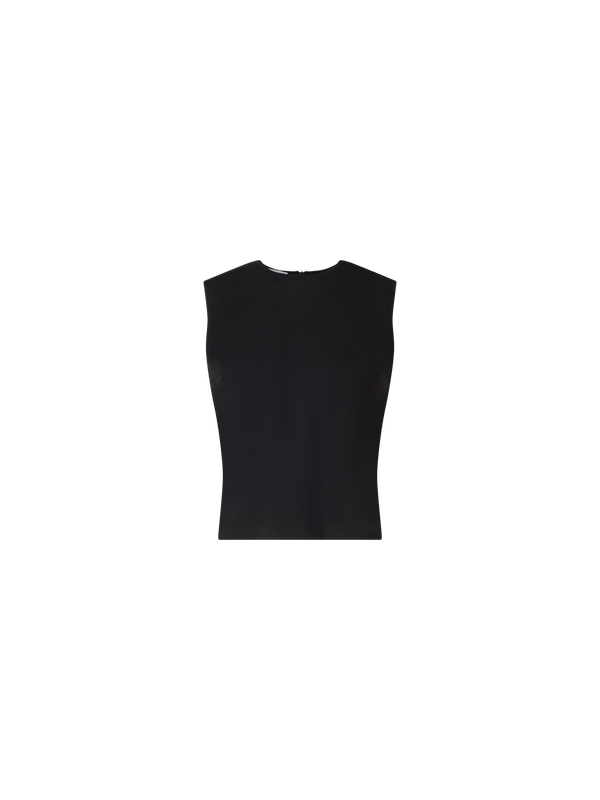 Designer Sleeveless Mixed-Media Knit Top - black