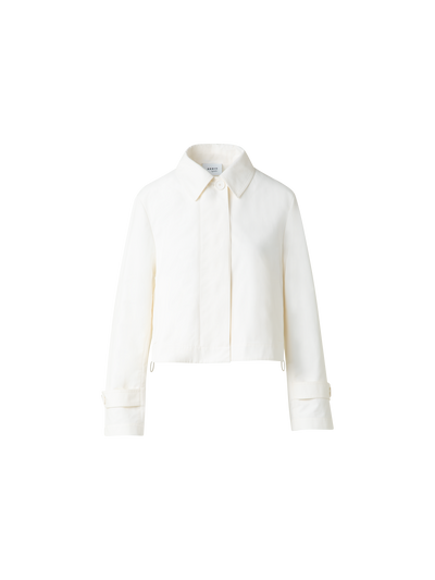 Designer Water Repellent Bicycle Parka in Cotton Blend - neutral - ecru - white