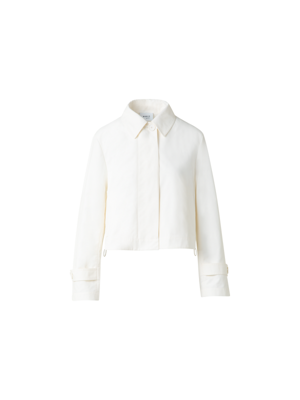 Designer Water Repellent Bicycle Parka in Cotton Blend - neutral - ecru - white