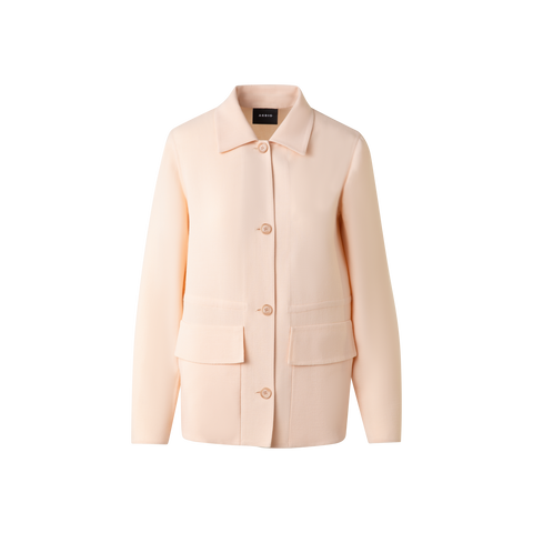 Drawstring Shirt Jacket in Wool Double-Face