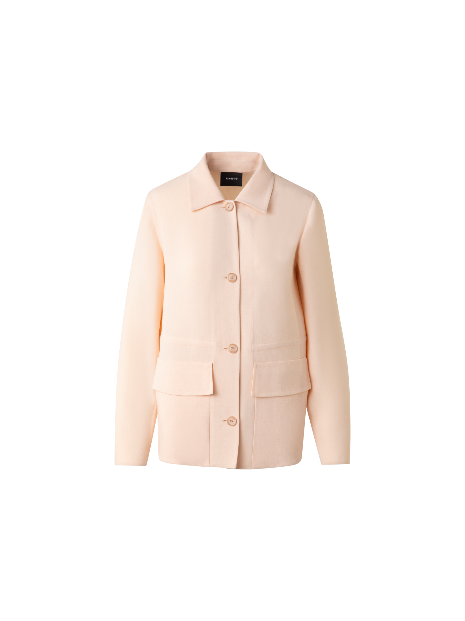 Designer Drawstring Shirt Jacket in Wool Double-Face - pastel - pink