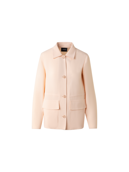Designer Drawstring Shirt Jacket in Wool Double-Face - pastel - pink