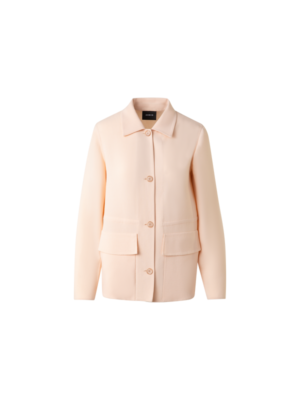 Designer Drawstring Shirt Jacket in Wool Double-Face - pastel - pink