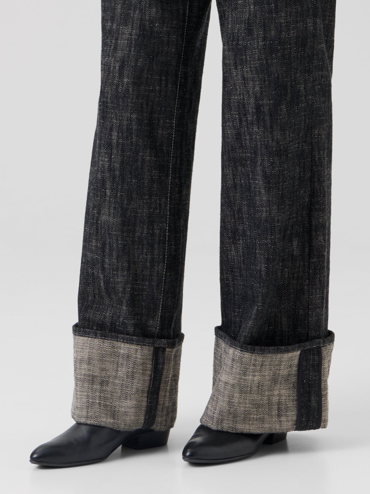 Designer Cooper Wide-Leg Pants in Washed Heavyweight Cotton-Denim - black #editorial