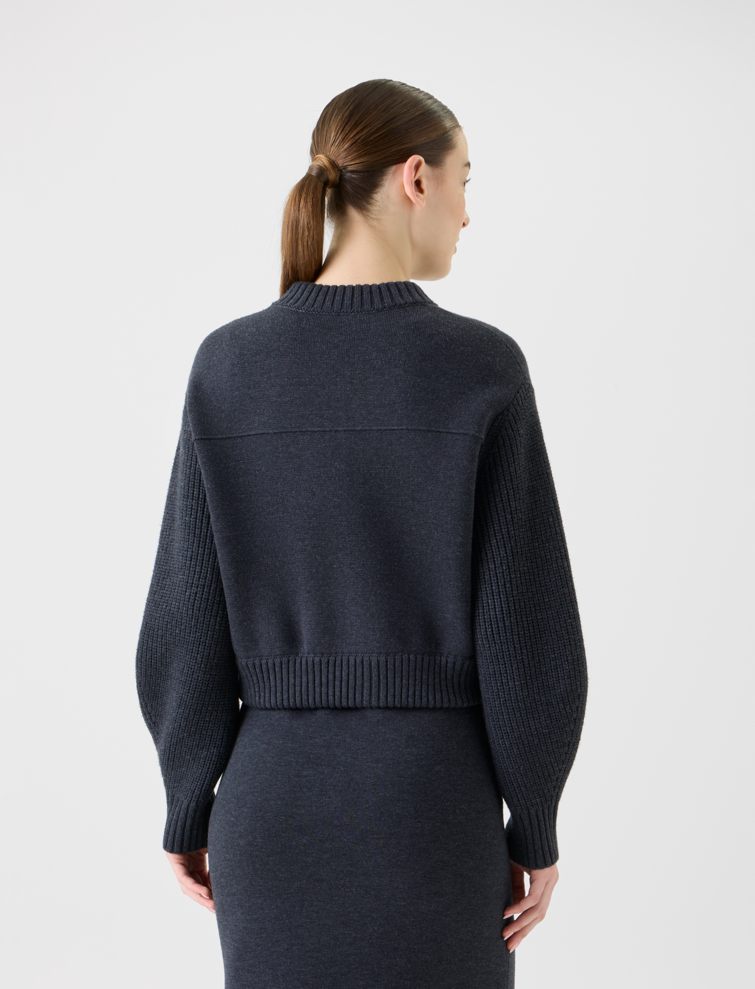 Designer Wool Milano Knit Bomber Jacket - neutral - grey 