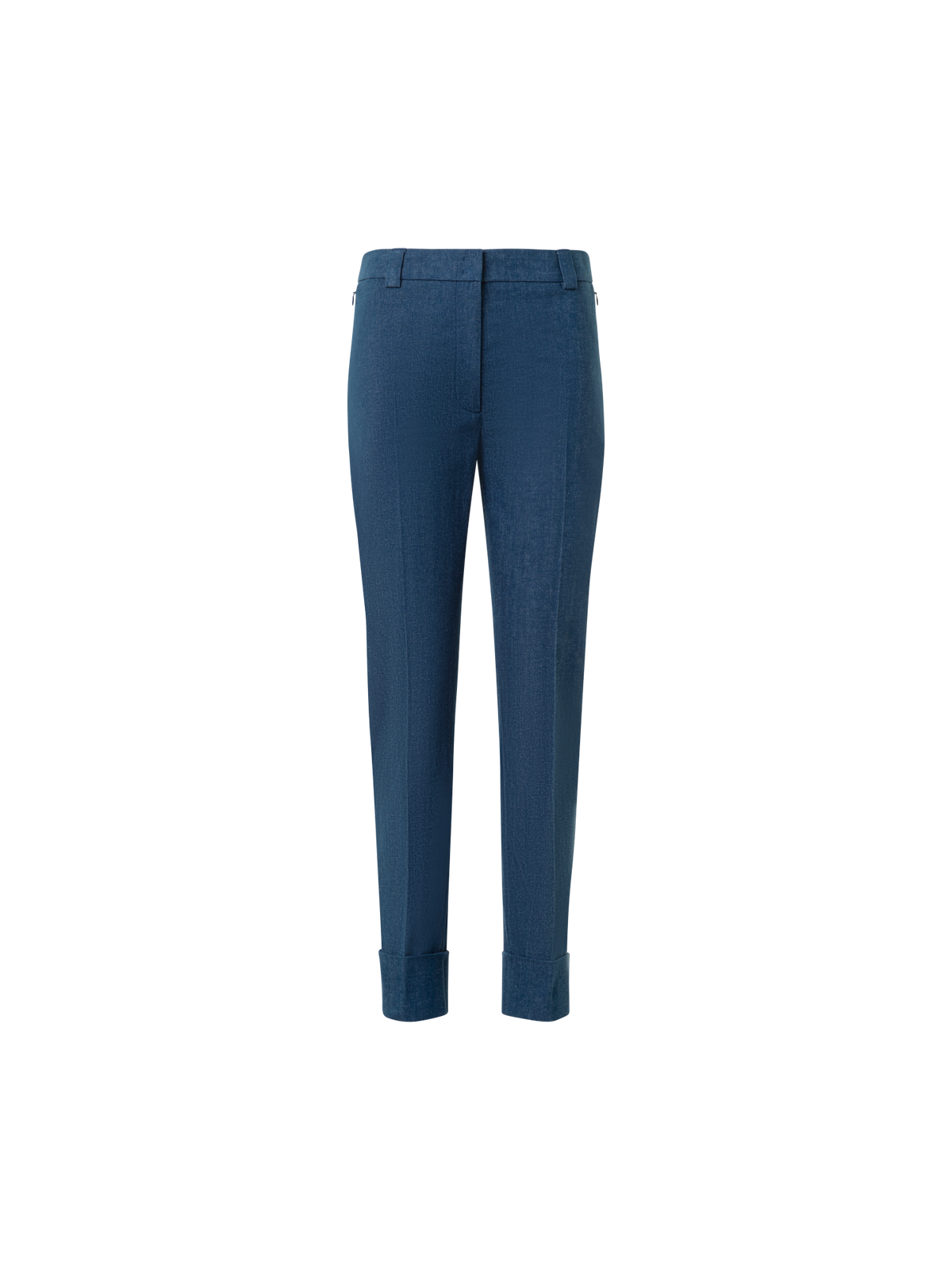 Designer Cropped Tapered Stretch Cotton Denim Pants - blue
