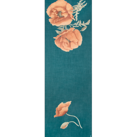 Cashmere Silk Scarf with Placed Anemone Print