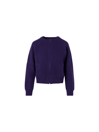 Designer Cashmere-Piqué Knit Cardigan - purple