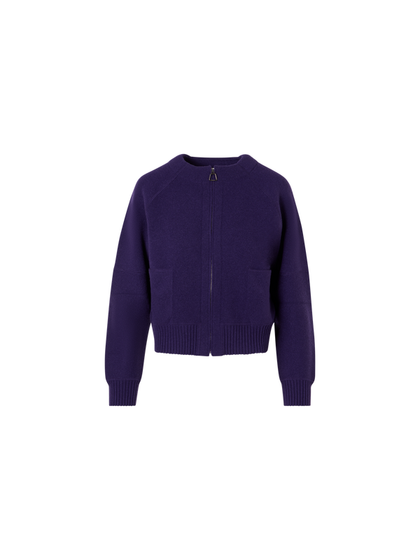 Designer Cashmere-Piqué Knit Cardigan - purple