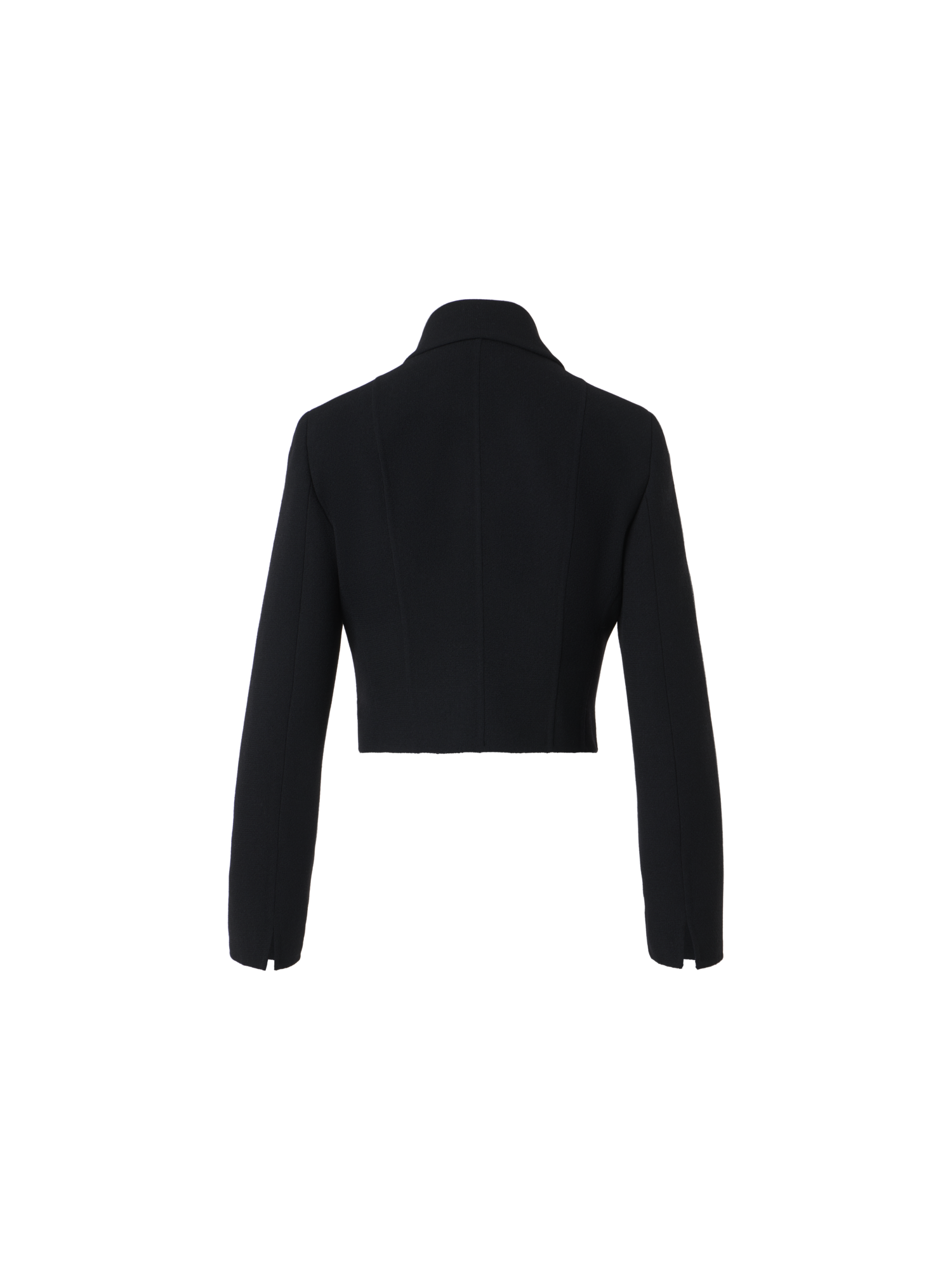 Designer Wool Crêpe Double-Face Short Jacket - black