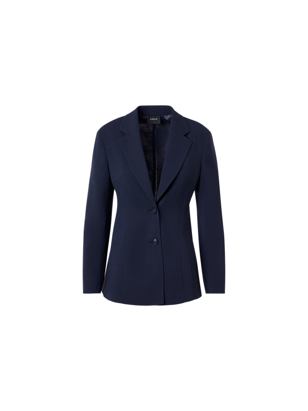 Designer Wool Bi-Stretch Double-Face Tailored Jacket - navy