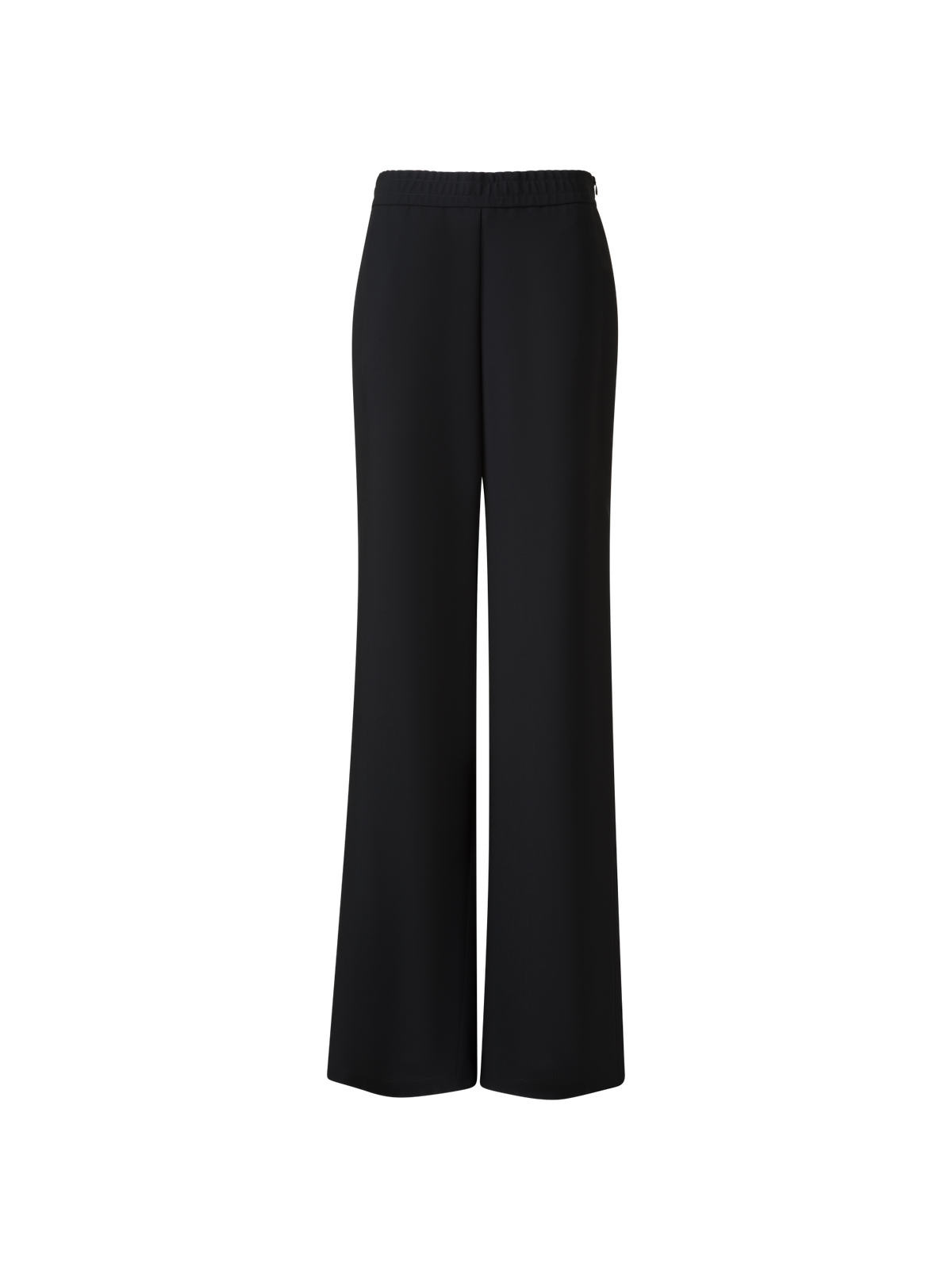 Designer Straight Cool Wool Pants with Elastic Waist - black - neutral