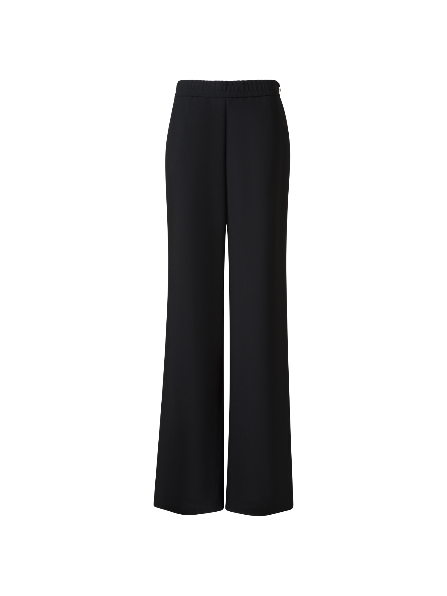 Designer Straight Cool Wool Pants with Elastic Waist - black - neutral