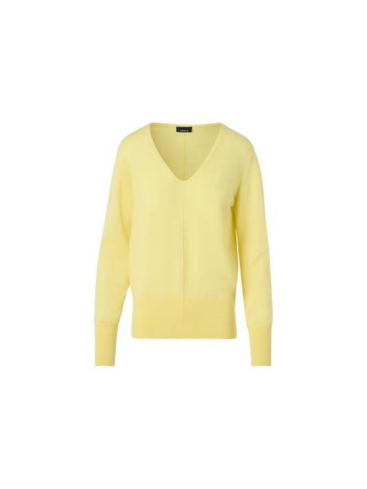 Designer Pure Cashmere V-Neck Sweater - yellow