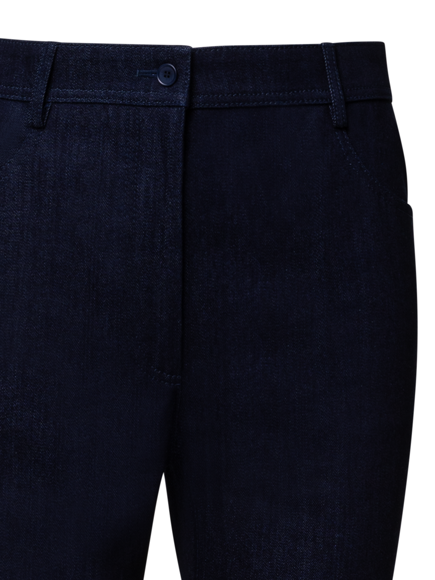 Designer Cropped Bootcut Cotton Denim Stretch Pants - navy - blue