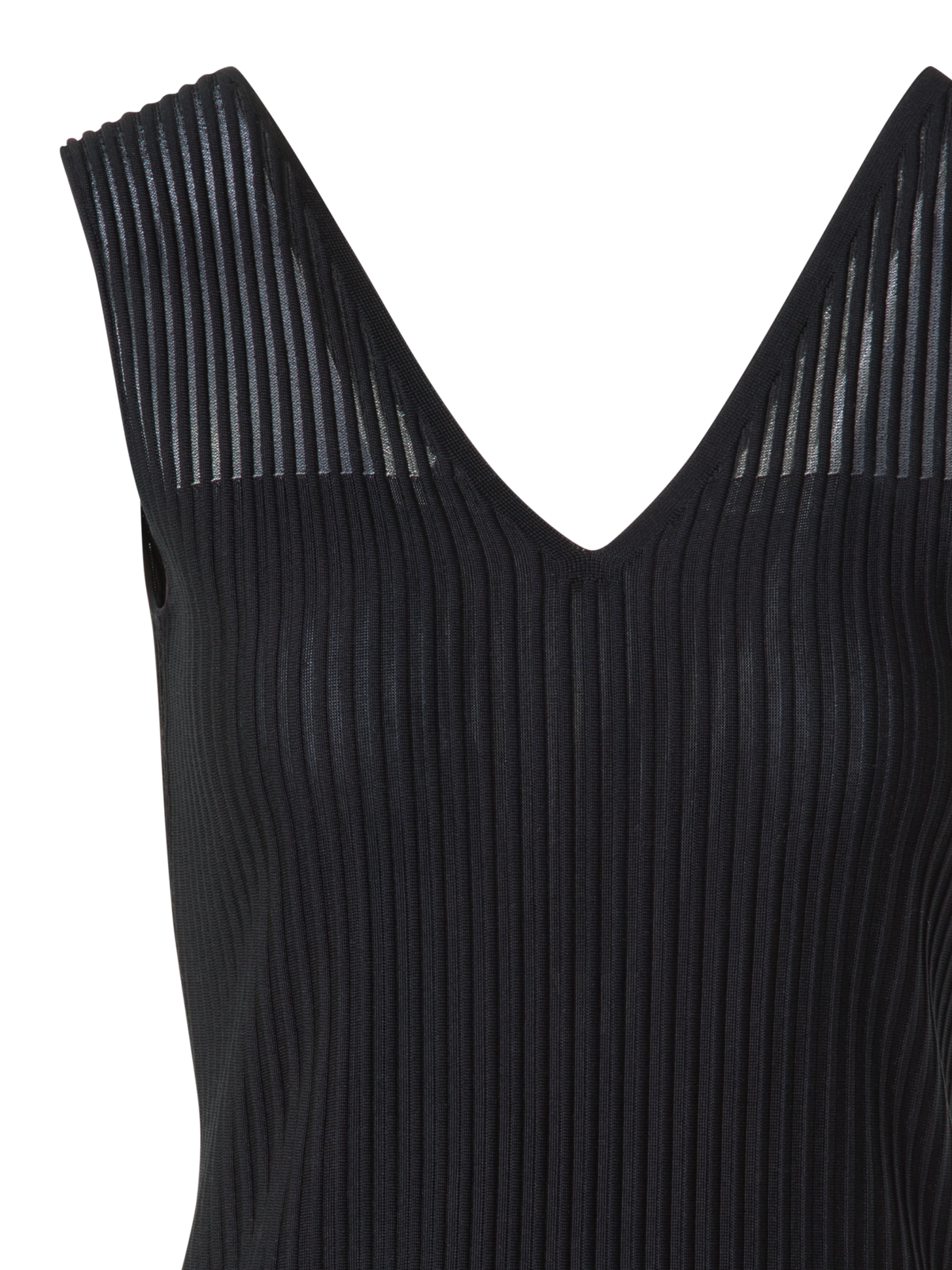 Designer Sleeveless Silk Cotton Top with Sheer Shoulder - black - neutral