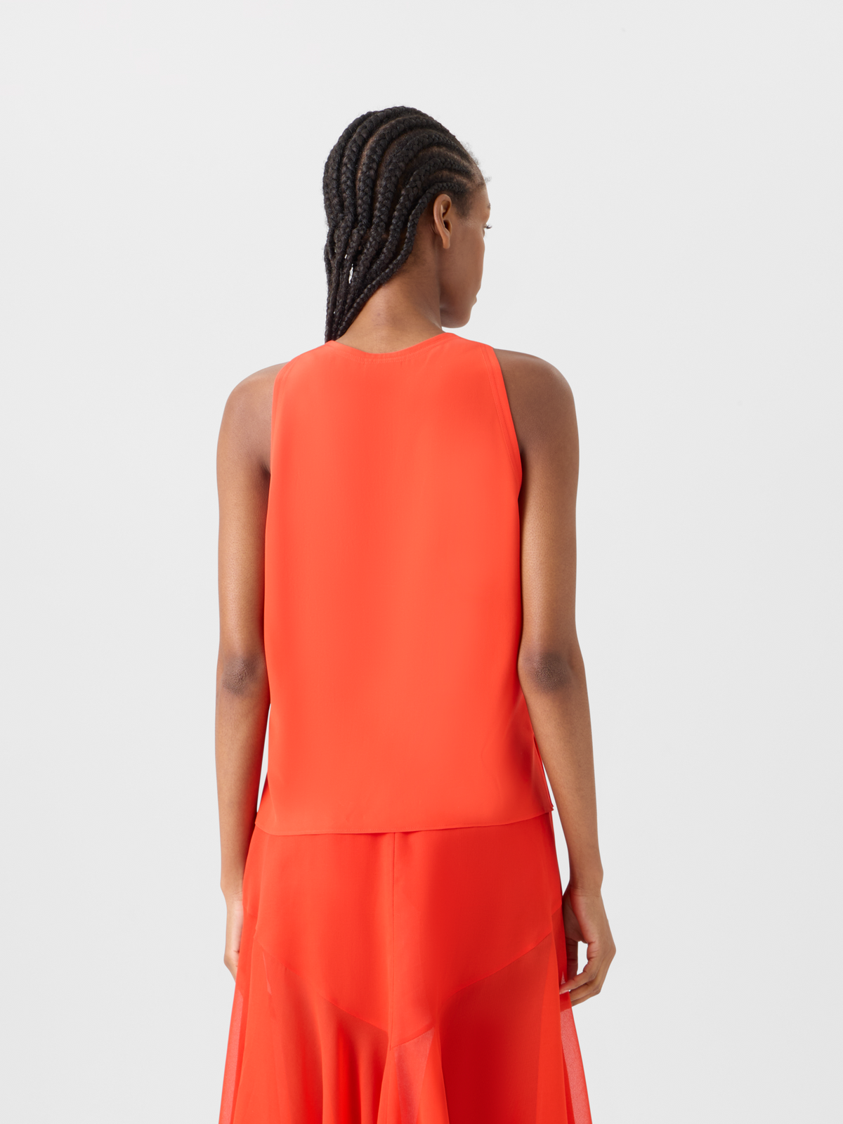 Designer Silk Georgette Tank Top - red #editorial