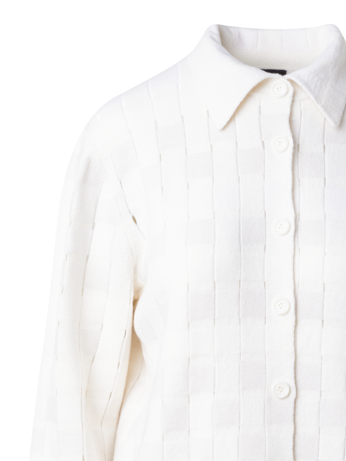 Designer Long Braided Knit Cardigan in Cashmere Blend - ecru - white