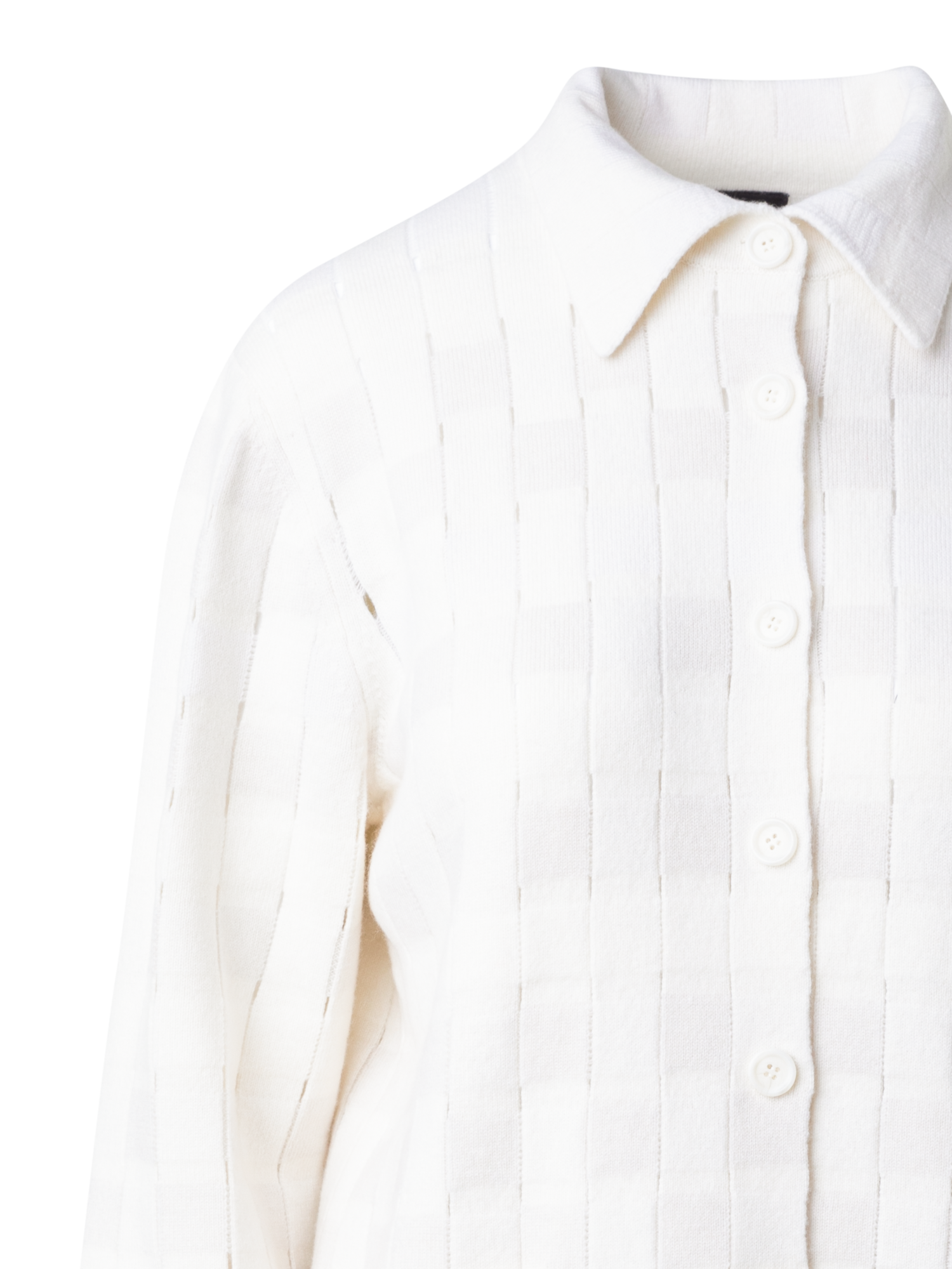 Designer Long Braided Knit Cardigan in Cashmere Blend - ecru - white