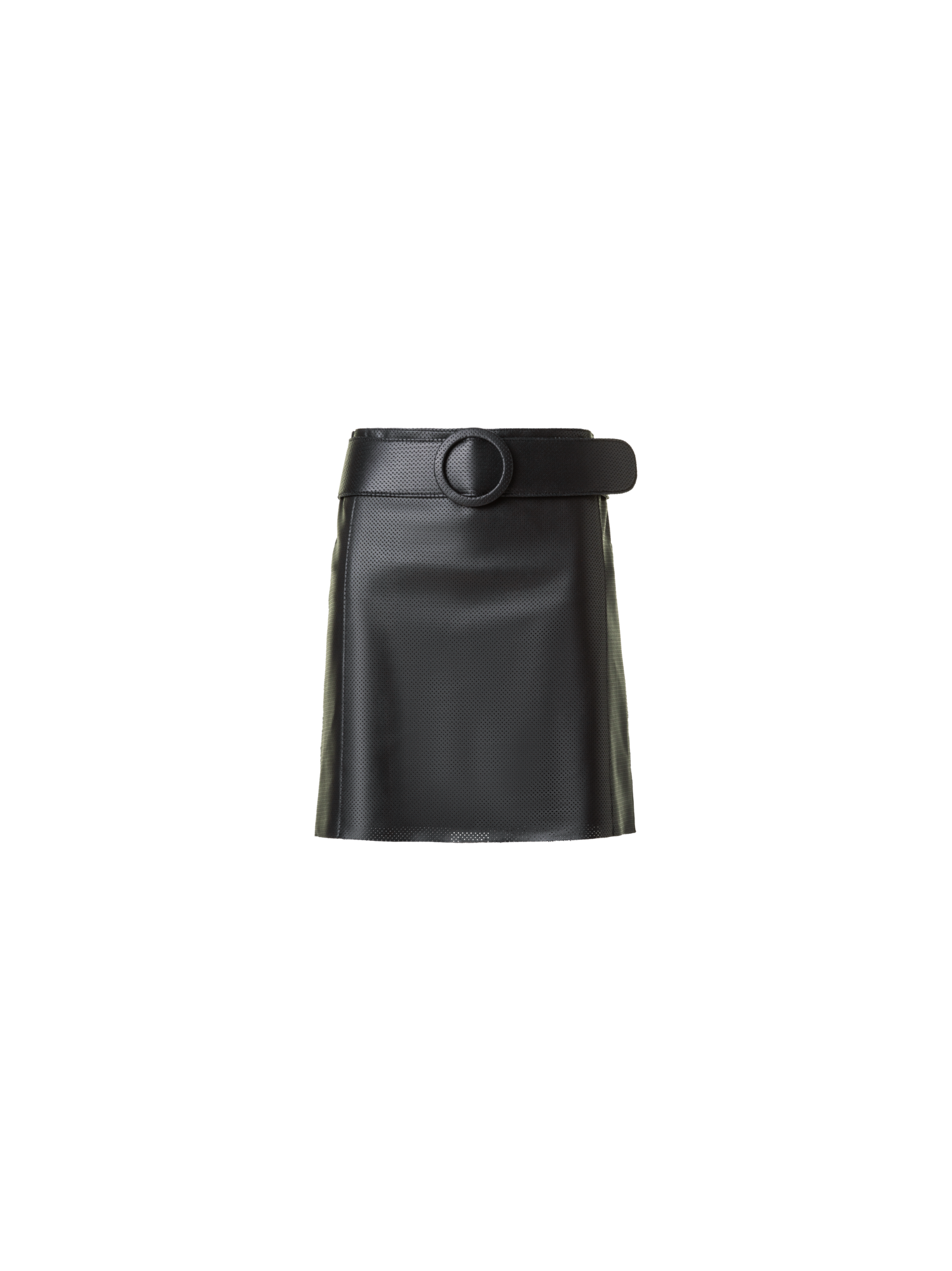 Designer Low Waist Belted Leather Mini Skirt - black - neutral