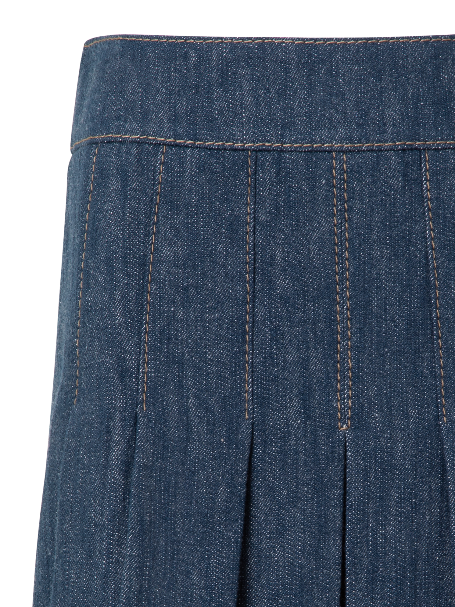 Designer Pleated Denim Mini Skirt - navy - blue