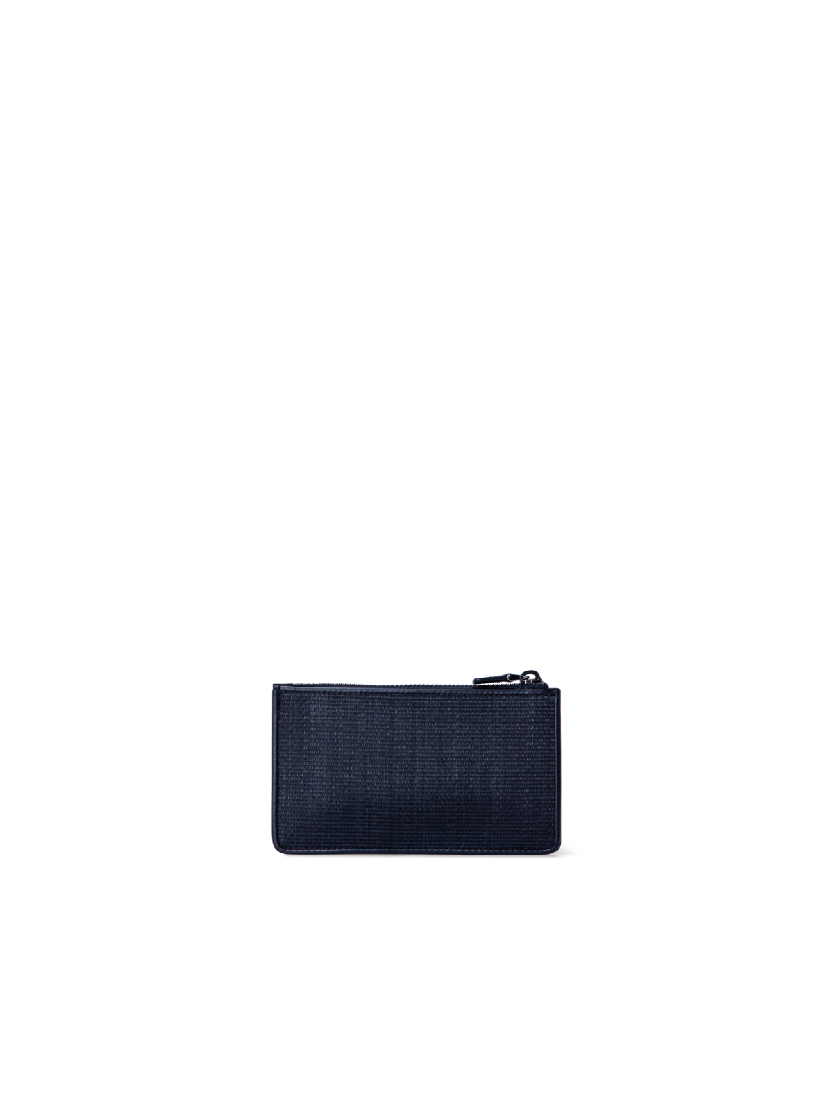Designer Zipped Card Holder in Horsehair and Leather - navy - blue