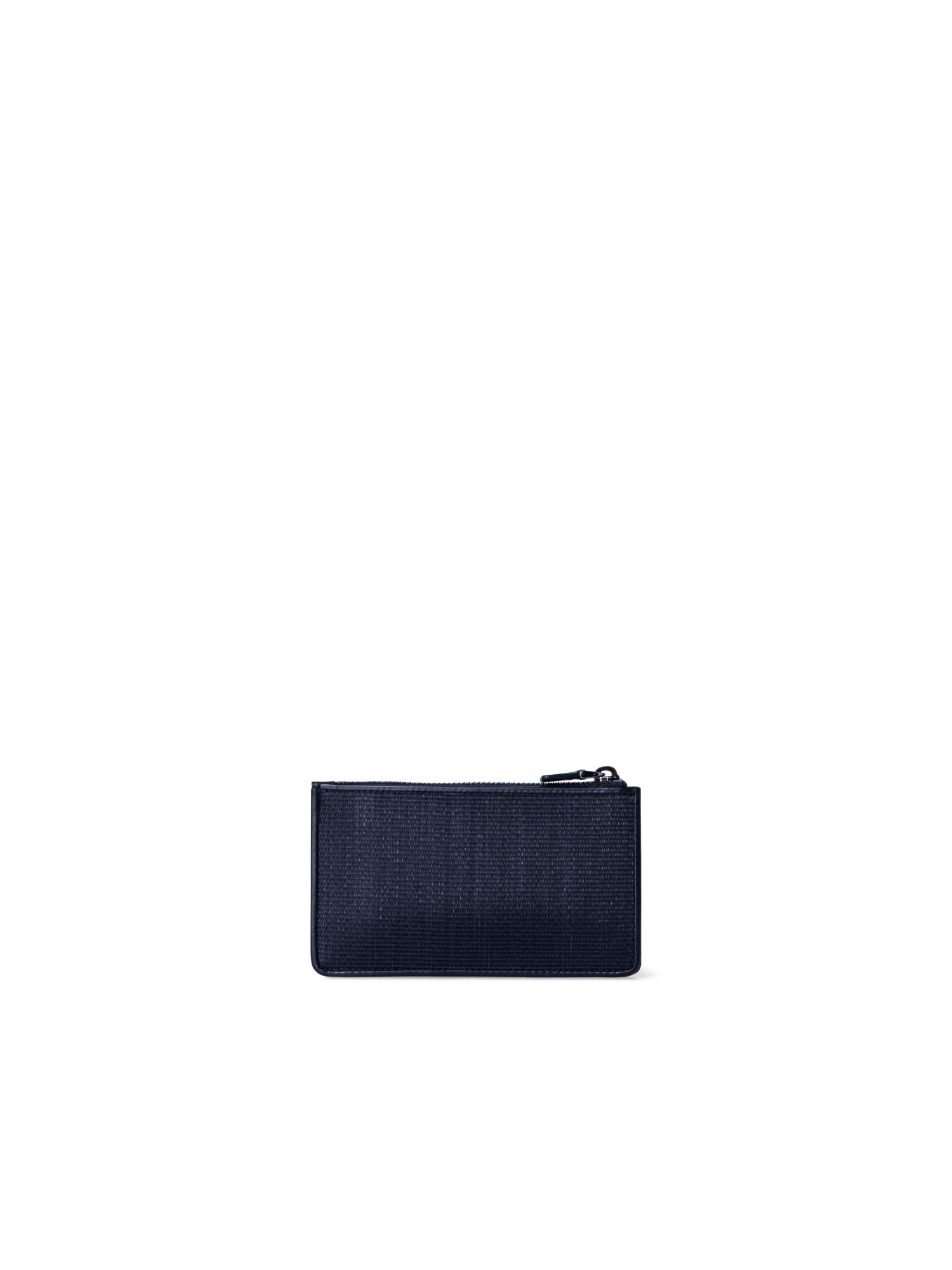 Designer Zipped Card Holder in Horsehair and Leather - navy - blue