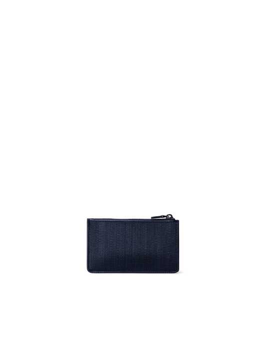 Designer Zipped Card Holder in Horsehair and Leather - navy - blue