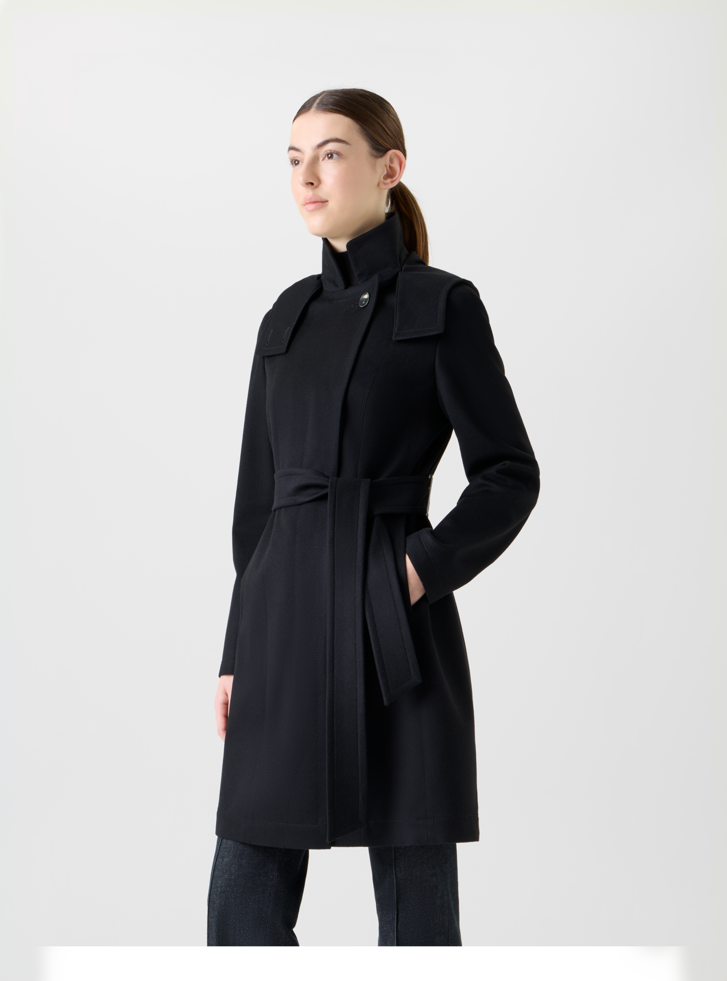 Designer Short Cashmere Storm-System® Trench Coat - black - neutral 