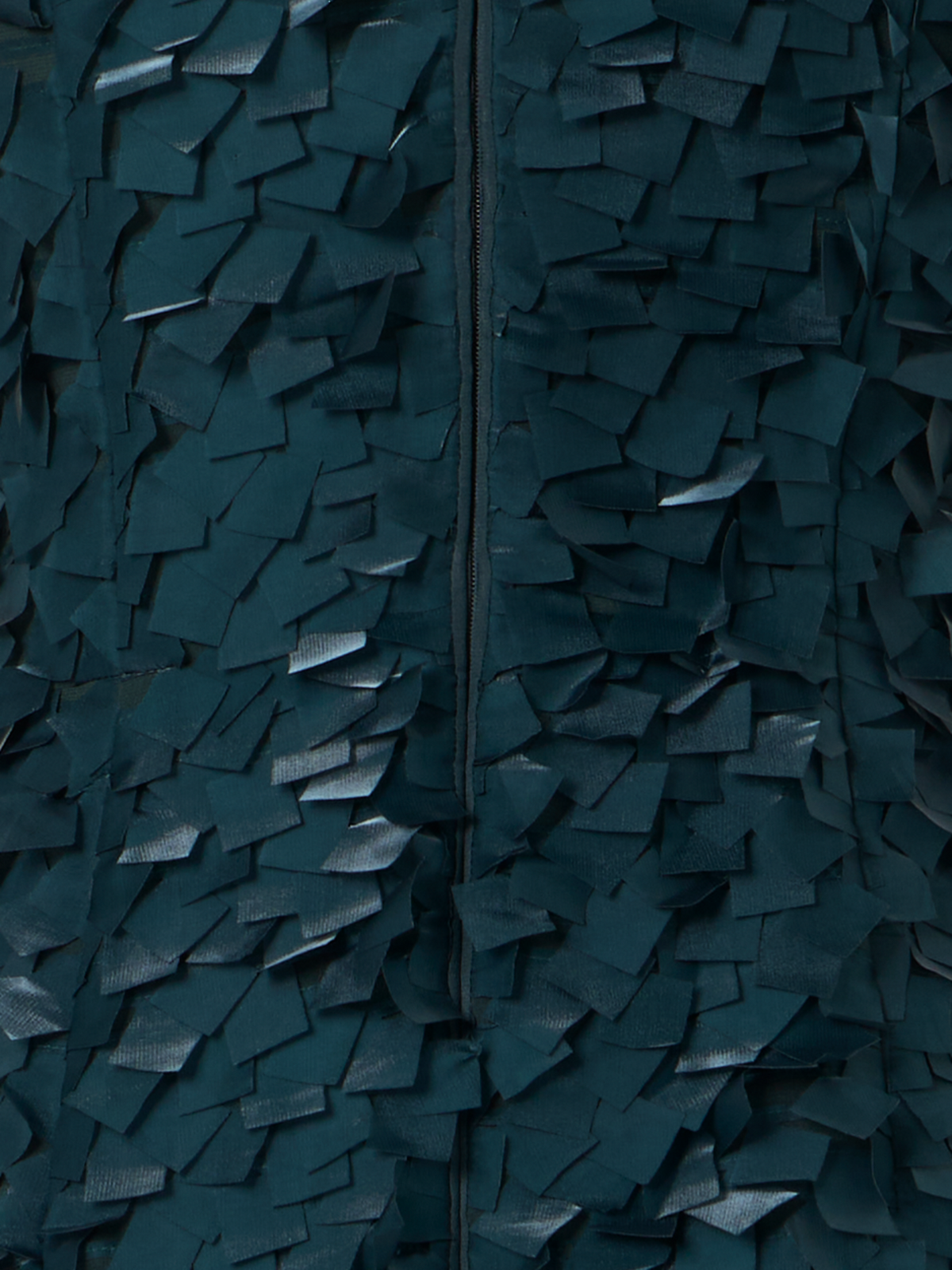 Designer Asymmetrical Gown in Layered Organza Tiles - green