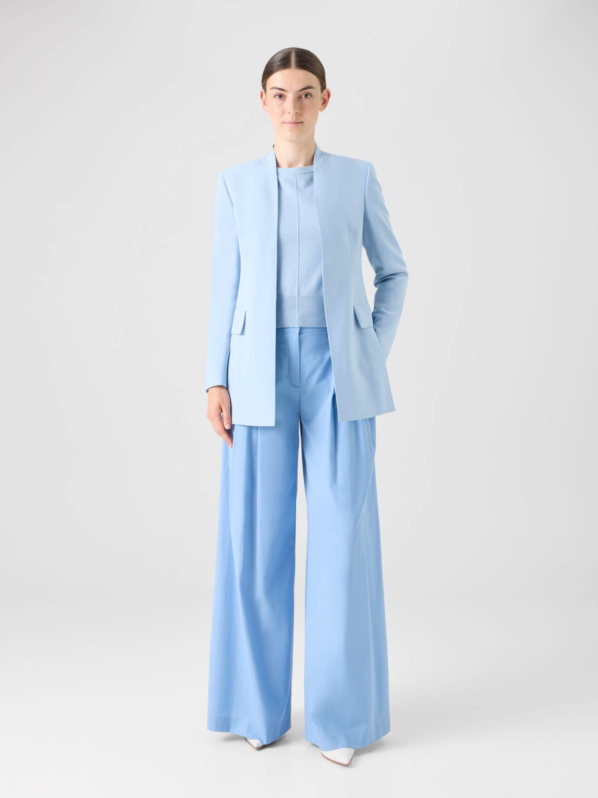 Designer Alvar Cardigan Style Jacket in Wool Double-Face - blue #editorial