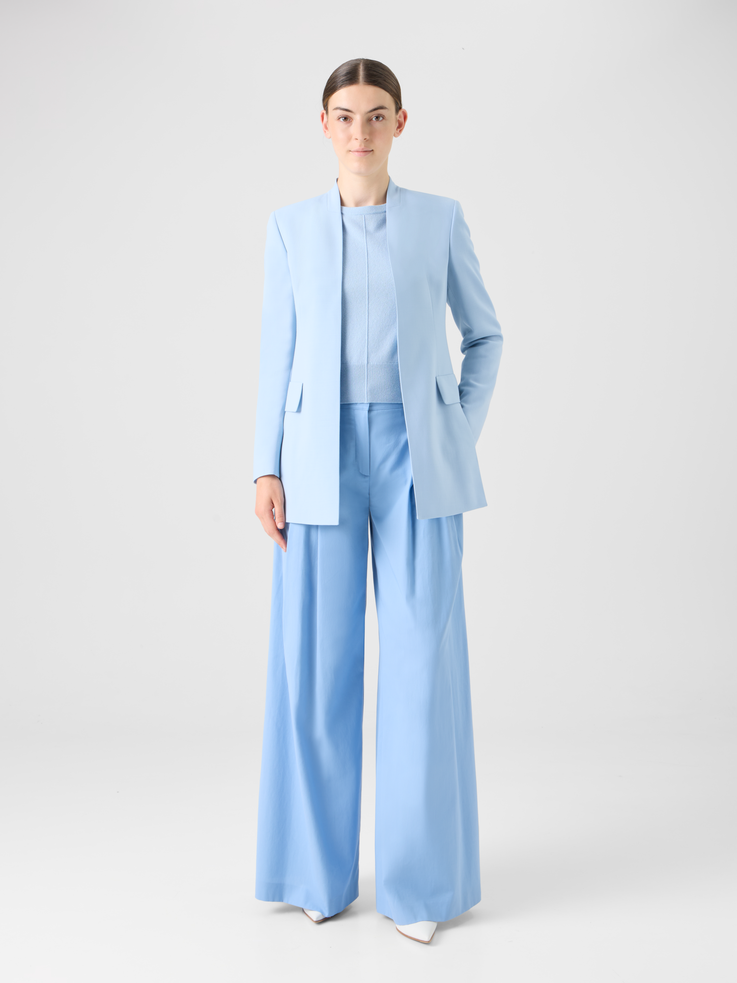 Designer Alvar Cardigan Style Jacket in Wool Double-Face - blue 
