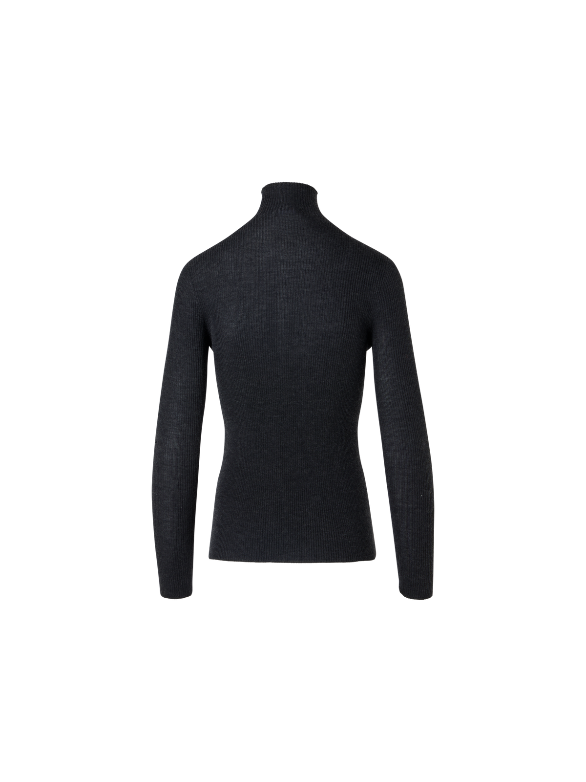 Designer Fine Rib Cashmere Silk Mock Neck Sweater - grey