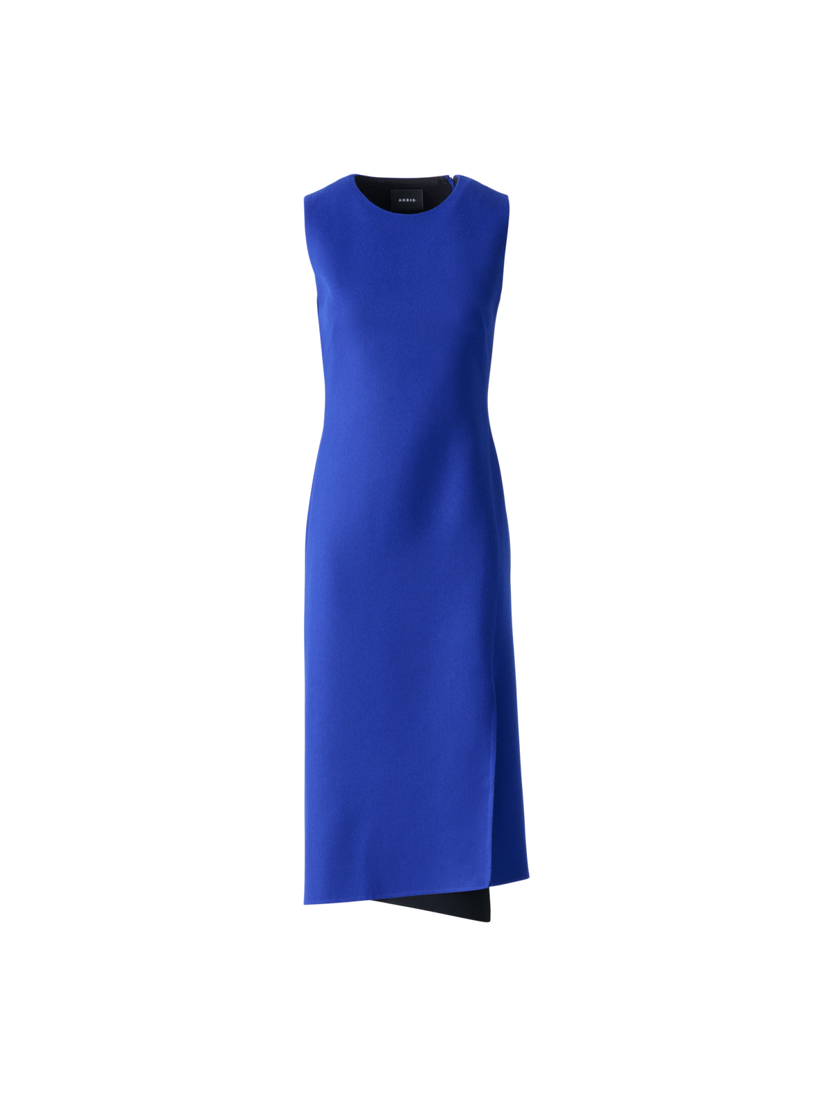 Designer Asymmetrical Wool Double-Face Midi Dress - blue